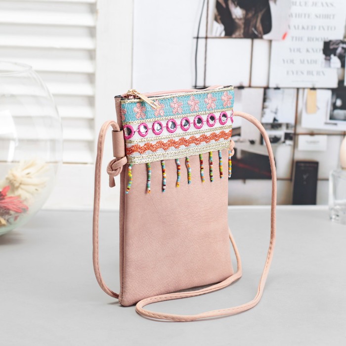 Сумка женская на молнии, 1 отдел, наружный карман, длинный ремень, цвет розовый