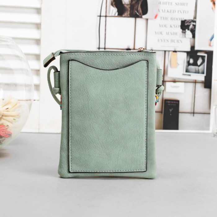 Сумка женская на молнии, 1 отдел, наружный карман, длинный ремень, цвет зелёный