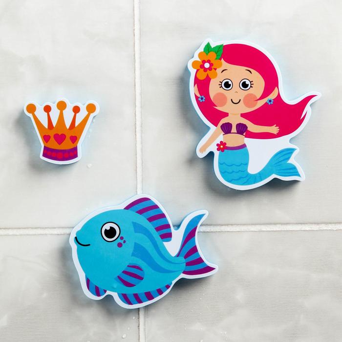 

Наклейки в ванную из EVA «Наша русалочка» + сетка для хранения игрушек на присосках