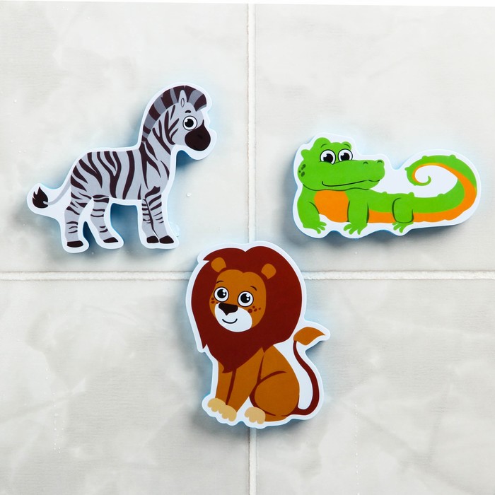 Наклейки в ванную из EVA «Африка» + сетка для хранения игрушек на присосках