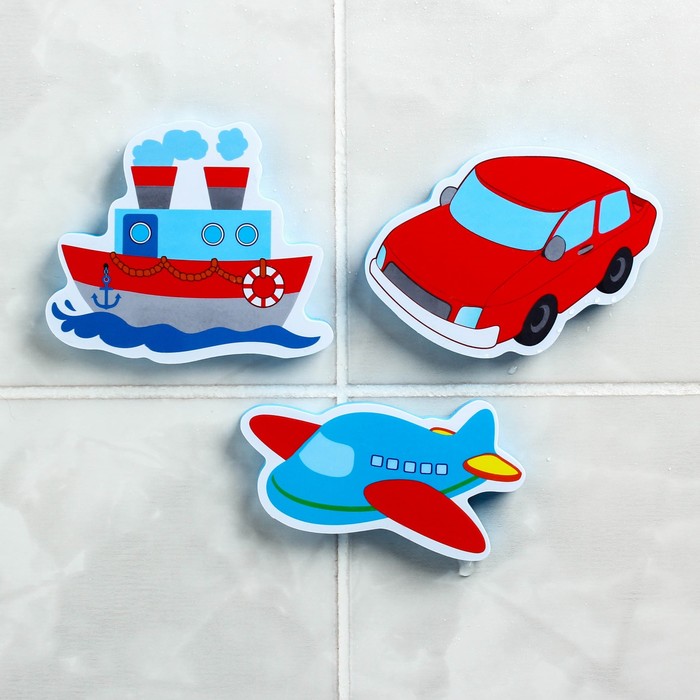 Наклейки в ванную из EVA «Поиграем» + сетка для хранения игрушек на присосках