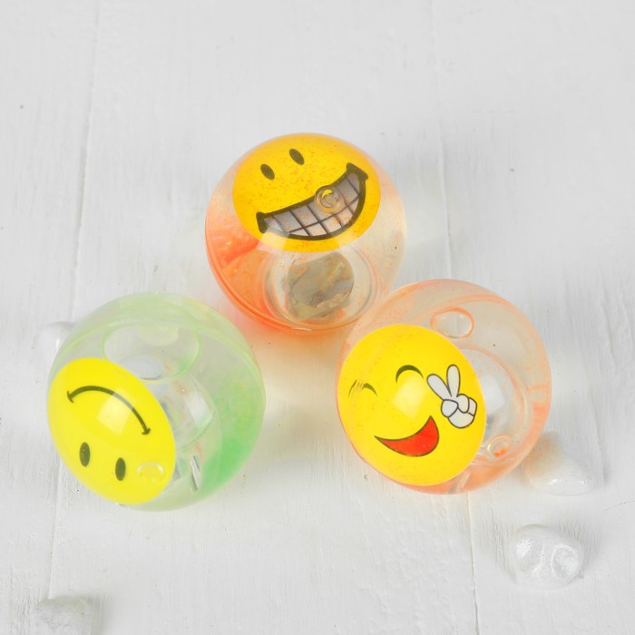 Мяч световой "Смайлик" с водой 5,5 см, цвета МИКС