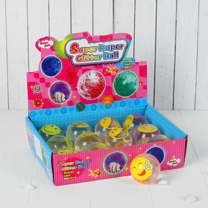 Мяч световой "Смайлик" с водой 5,5 см, цвета МИКС