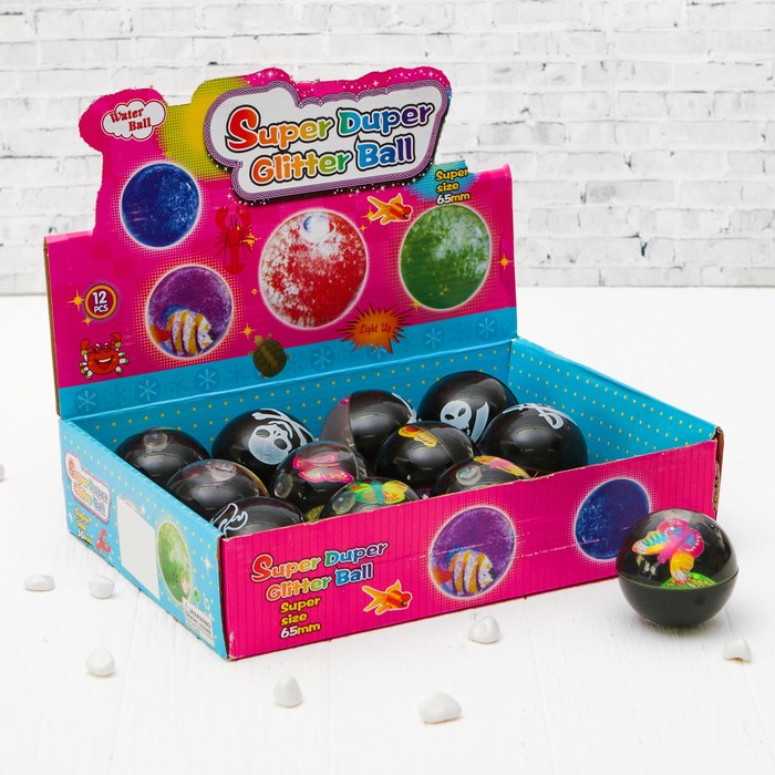 Мяч световой "Череп" с водой 6,5 см, цвета МИКС