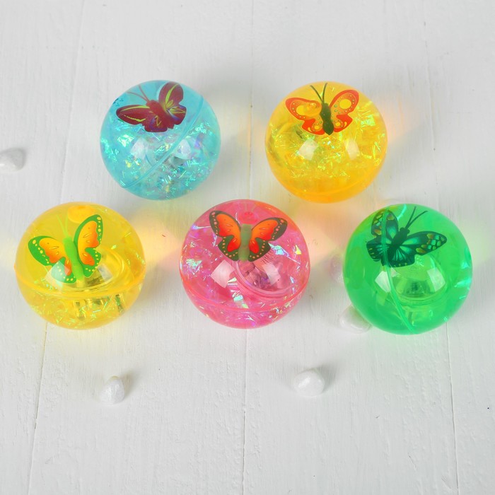 Мяч световой "Бабочки" с водой 6,5 см, цвета МИКС