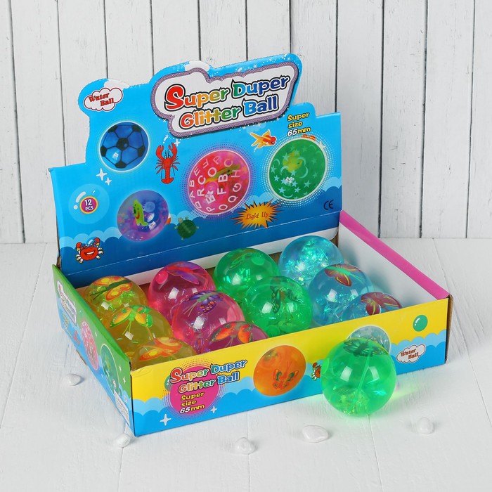 Мяч световой "Бабочки" с водой 6,5 см, цвета МИКС