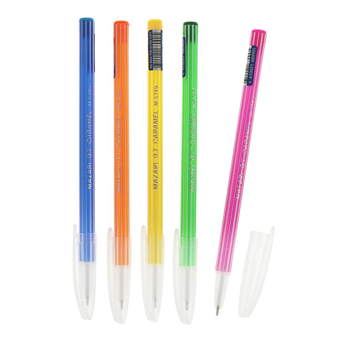 Ручка шариковая Caramel Ultra Soft, узел 0.7мм, чернила синие, игольчатый пишущий узел, в дисплее, микс