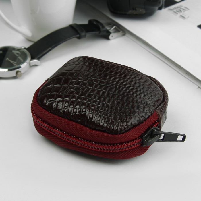 Кошелёк женский на молнии, 1 отдел, цвет тёмно-коричневый МИКС