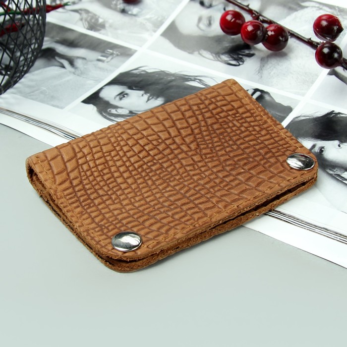 Кошелёк женский на кнопке, 1 отдел, монетница, цвет рыжий