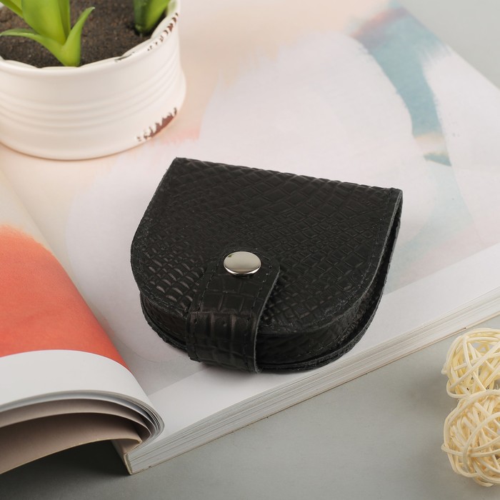 Портмоне мужское на кнопке, 1 отдел, монетница, цвет чёрный