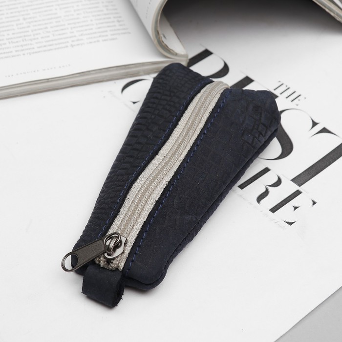 Ключница на молнии, 1 отдел, цвет тёмно-синий