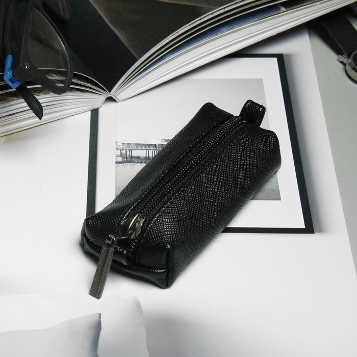 Ключница на молнии, 1 отдел, цвет чёрный