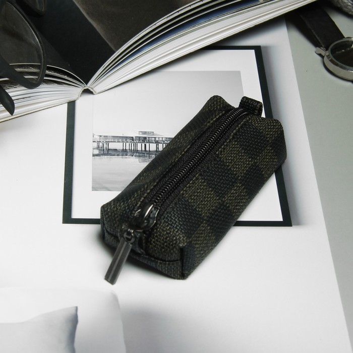 Ключница на молнии, 1 отдел, цвет чёрный/коричневый