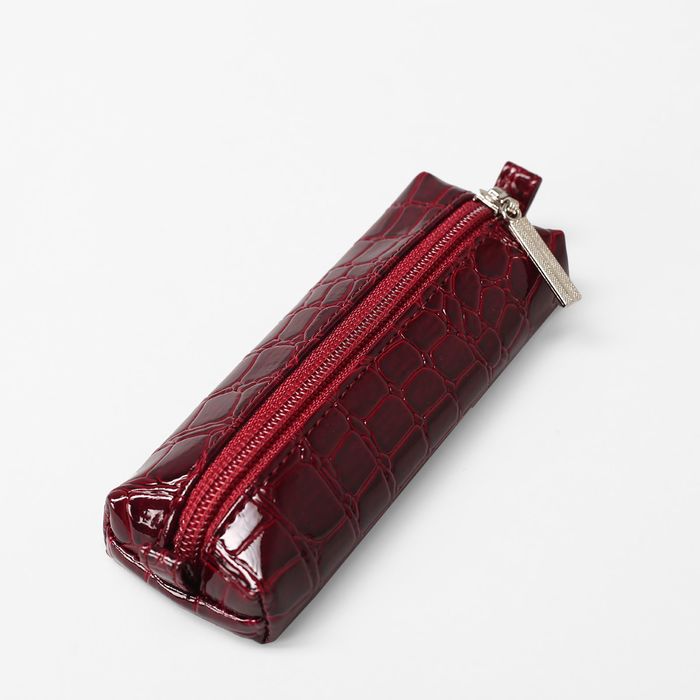 Ключница на молнии, 1 отдел, рептилия, цвет бордовый