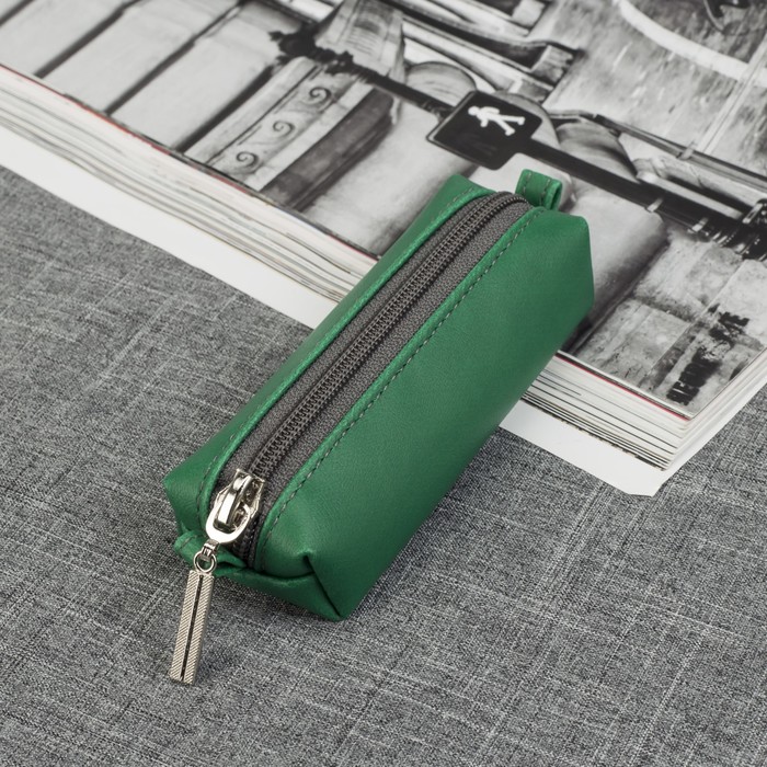 Ключница на молнии, 1 отдел, цвет зелёный