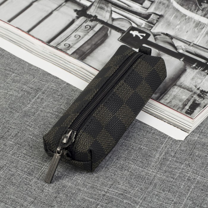 Ключница на молнии, 1 отдел, цвет чёрный/коричневый