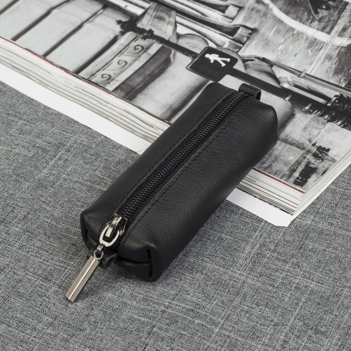 Ключница на молнии, 1 отдел, цвет чёрный