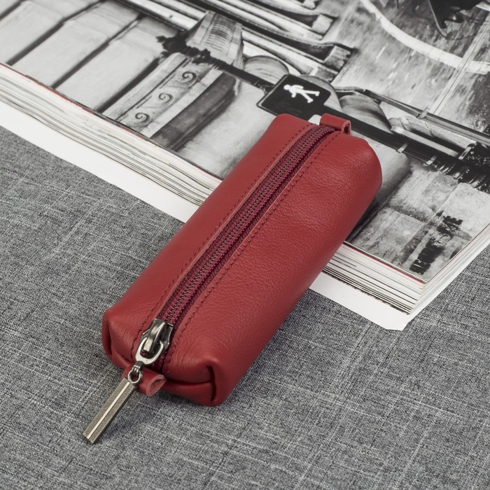 Ключница на молнии, 1 отдел, цвет красный