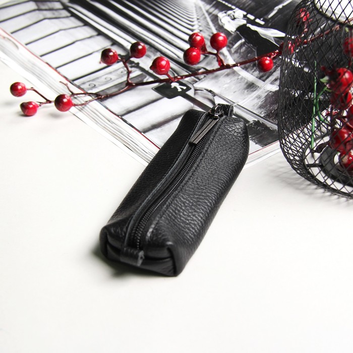 Ключница на молнии, 1 отдел, цвет чёрный