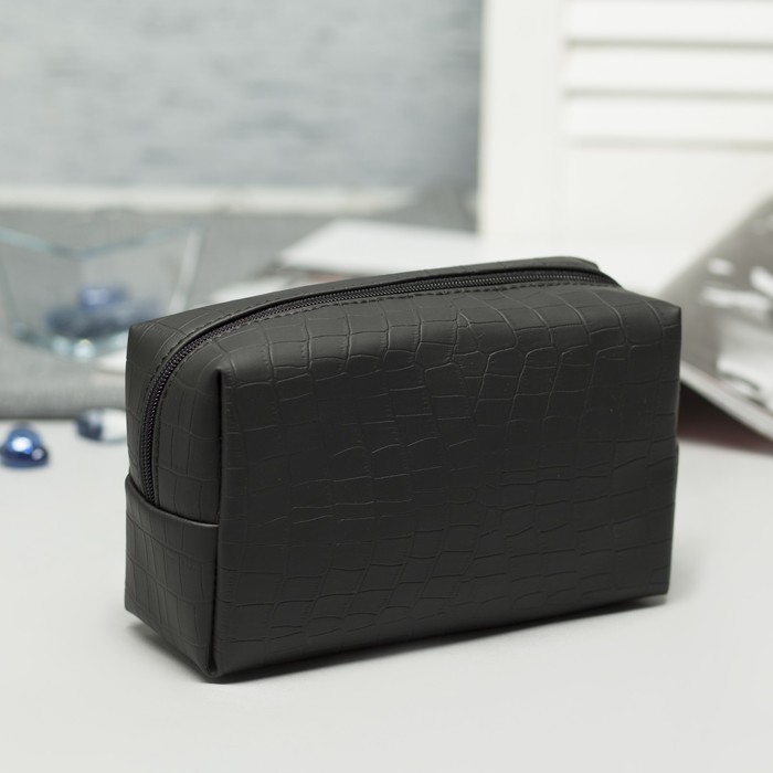 Косметичка дорожная на молнии, 1 отдел, цвет чёрный