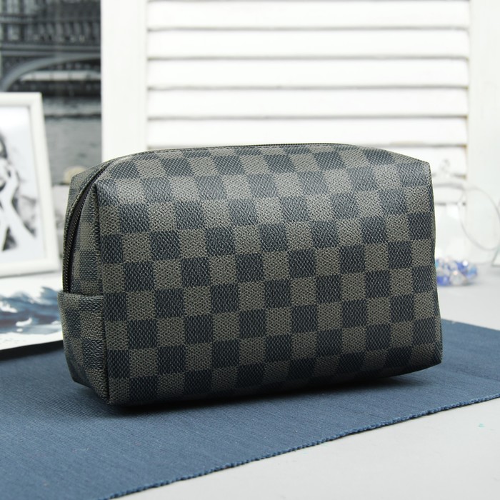 Косметичка дорожная на молнии, 1 отдел, цвет чёрный/коричневый