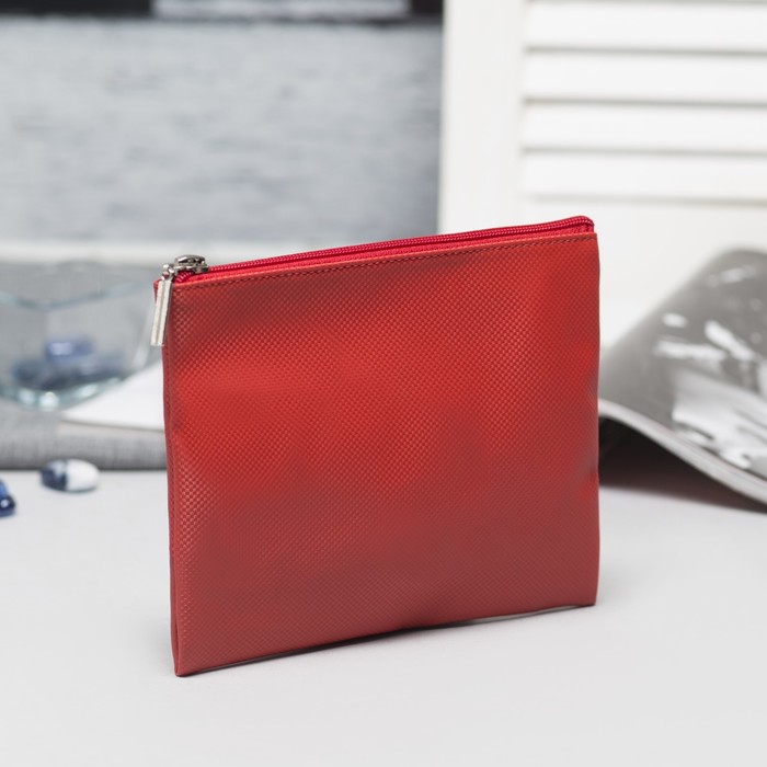 Косметичка простая на молнии, 1 отдел, цвет красный