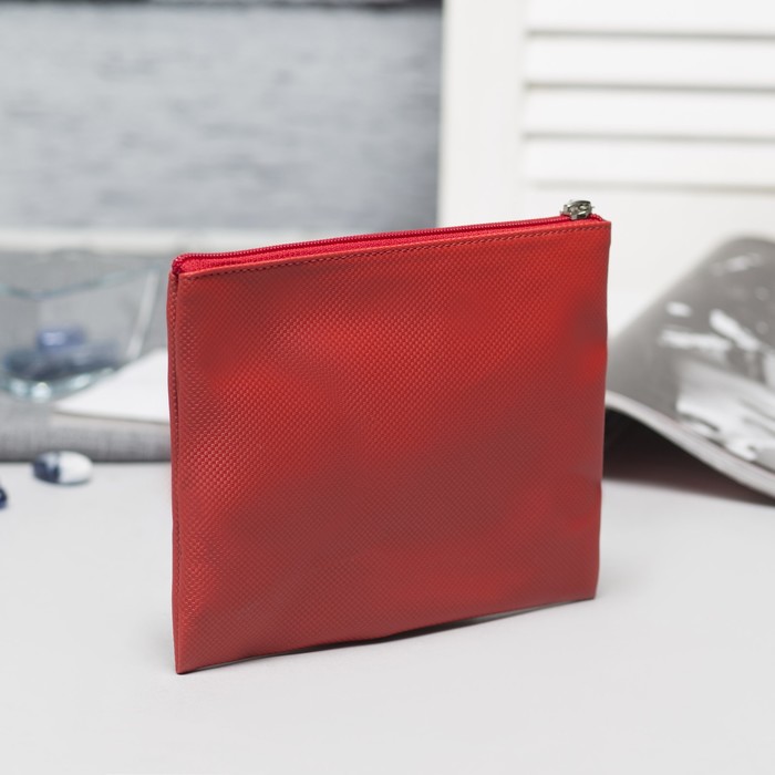 Косметичка простая на молнии, 1 отдел, цвет красный