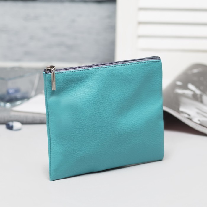 Косметичка простая на молнии, 1 отдел, цвет бирюзовый