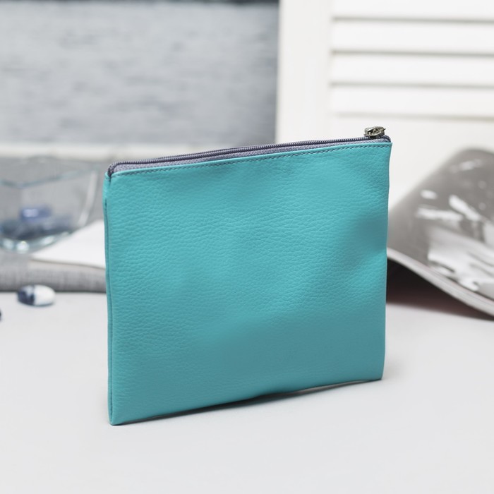 Косметичка простая на молнии, 1 отдел, цвет бирюзовый