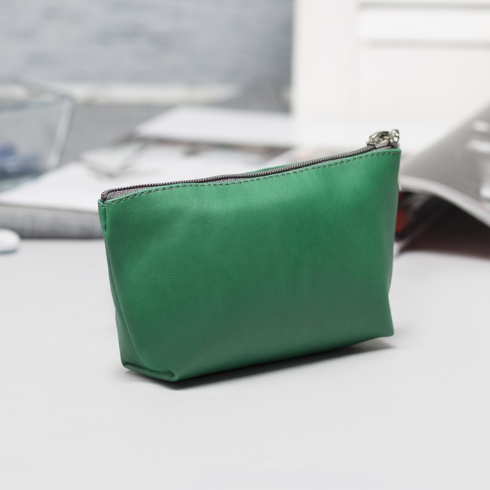 Косметичка простая на молнии, 1 отдел, цвет зелёный
