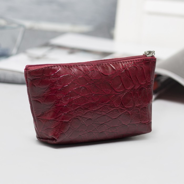 Косметичка простая на молнии, 1 отдел, цвет бордовый