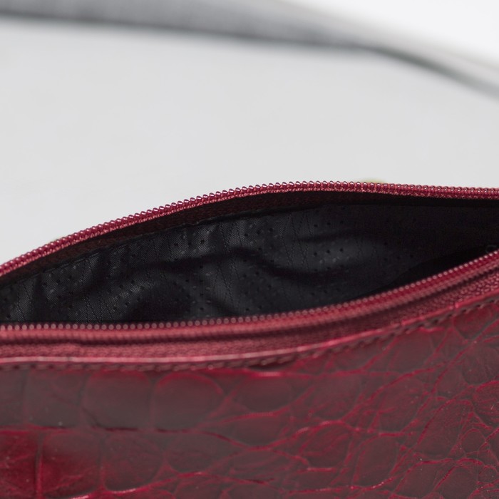 Косметичка простая на молнии, 1 отдел, цвет бордовый