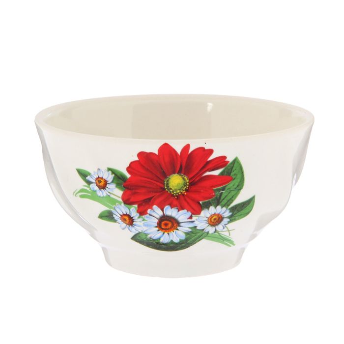 Салатник 0,6 л белый, гербера