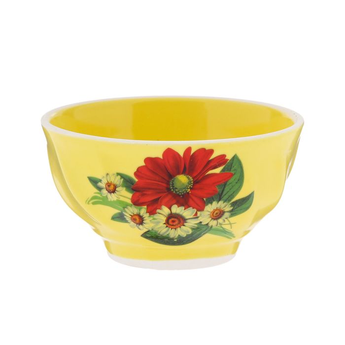 Салатник 0,6 л жёлтый, гербера