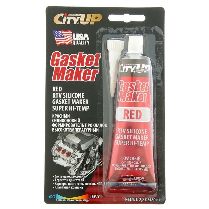 Формирователь прокладок герметик UP-11, силиконовый, высокотемпературный 80 г, красный
