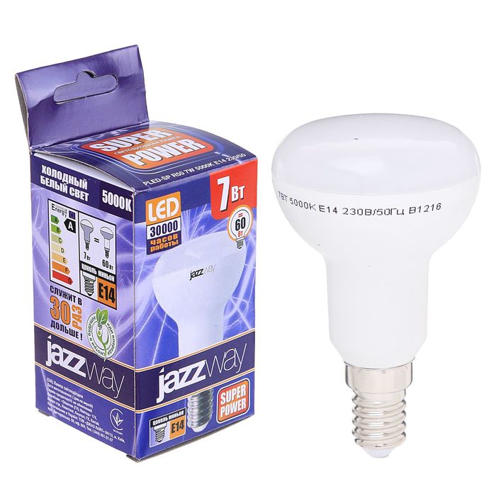 Лампа светодиодная Jazzway, R50, E14, 7 Вт, 5000 K, PLED-SP