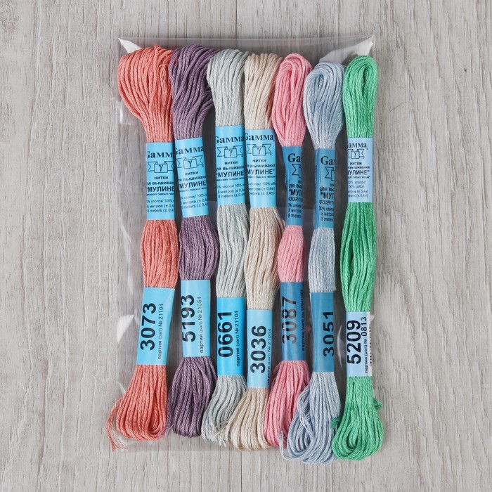 Набор ниток мулине "Нежный", 8±1м, 7 шт
