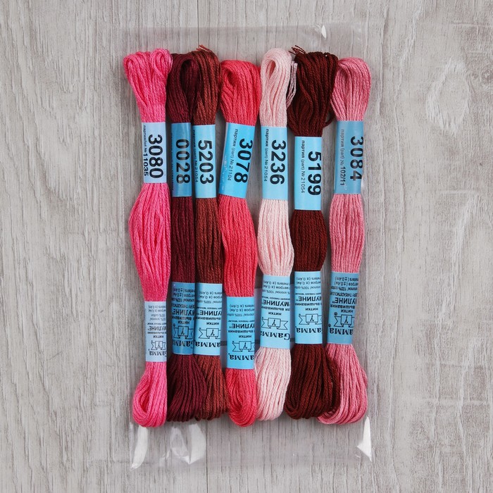 Набор ниток мулине "Спектр красный", 8±1м, 7шт