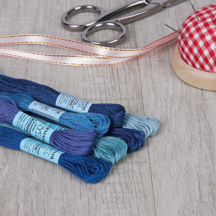 Набор ниток мулине "Спектр синий", 8±1м, 7шт