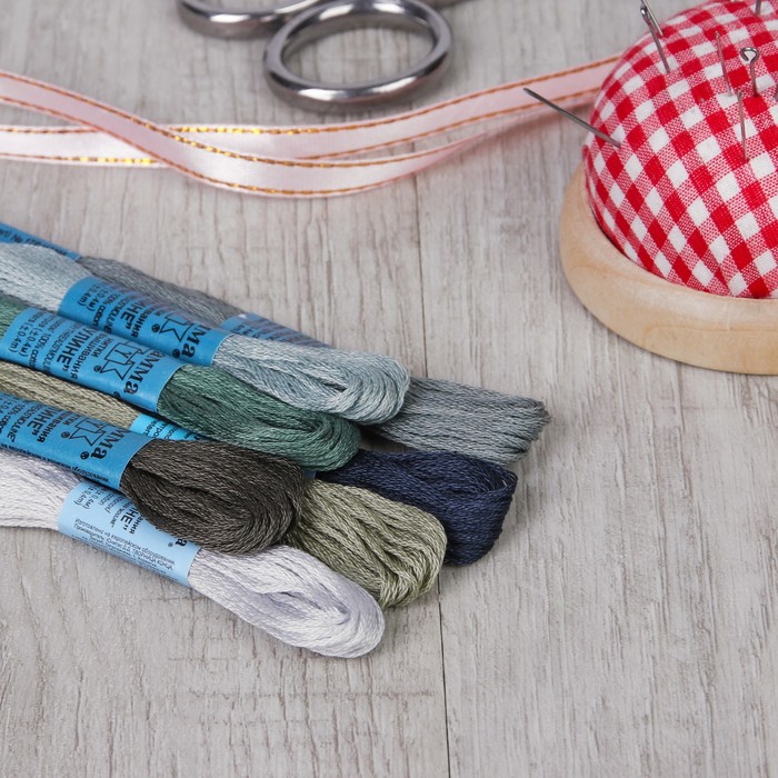 Набор ниток мулине "Спектр серый", 8±1м, 7шт