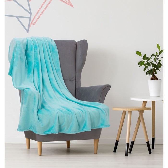 Плед "Этель корал" 1.5 сп. Марокко 150х200 см аквамарин,100% п/э, корал-флис 280 г/м2