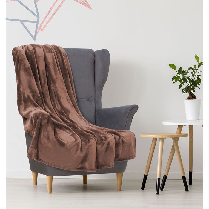 Плед "Этель корал" 2 сп Марокко180х200 см шоколад,100% п/э, корал-флис 280 гр/м2