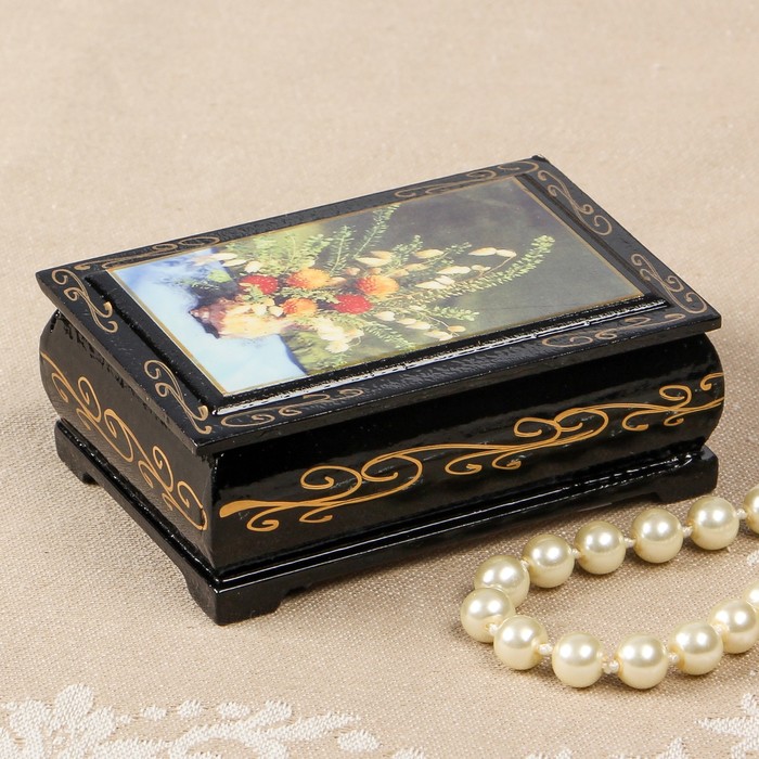 Шкатулка «Полевые цветы», 6×9 см, лаковая миниатюра