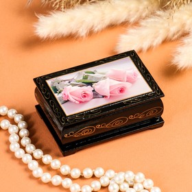 Шкатулка «Розовые розы», 6×9 см, лаковая миниатюра Ош