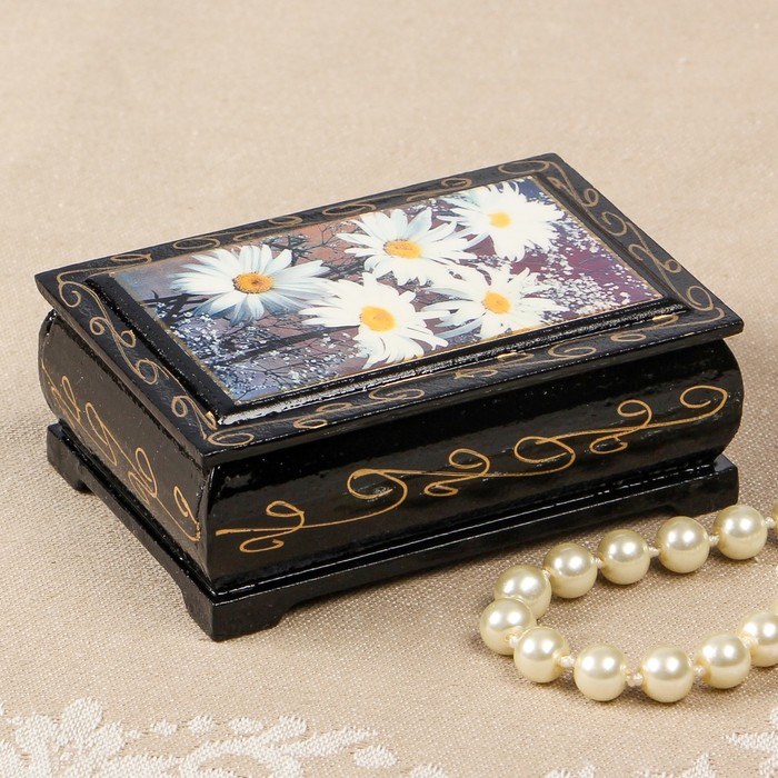 Шкатулка «Герберы», 6×9 см, лаковая миниатюра