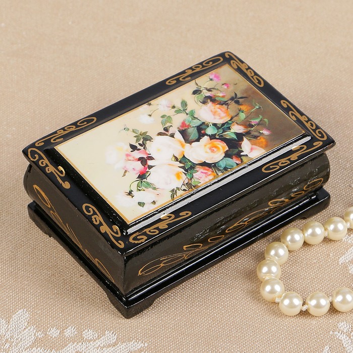Шкатулка «Розы», 6×9 см, лаковая миниатюра
