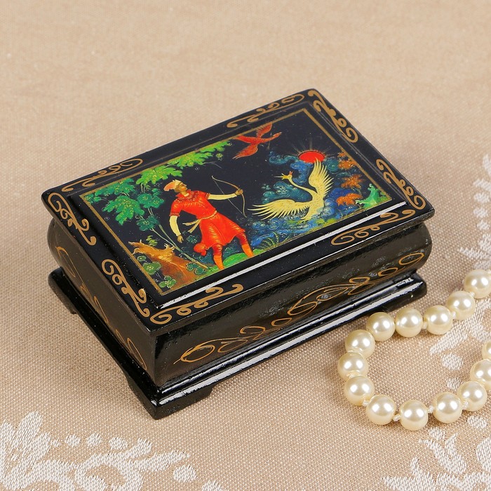 Шкатулка «Принцесса лебедь», 6×9 см, лаковая миниатюра