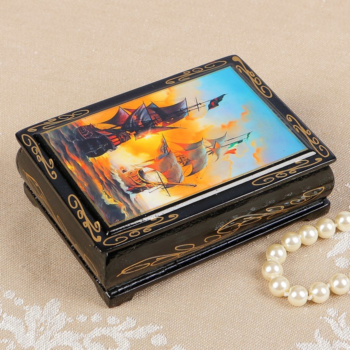 Шкатулка «Природа», 8×10 см, лаковая миниатюра