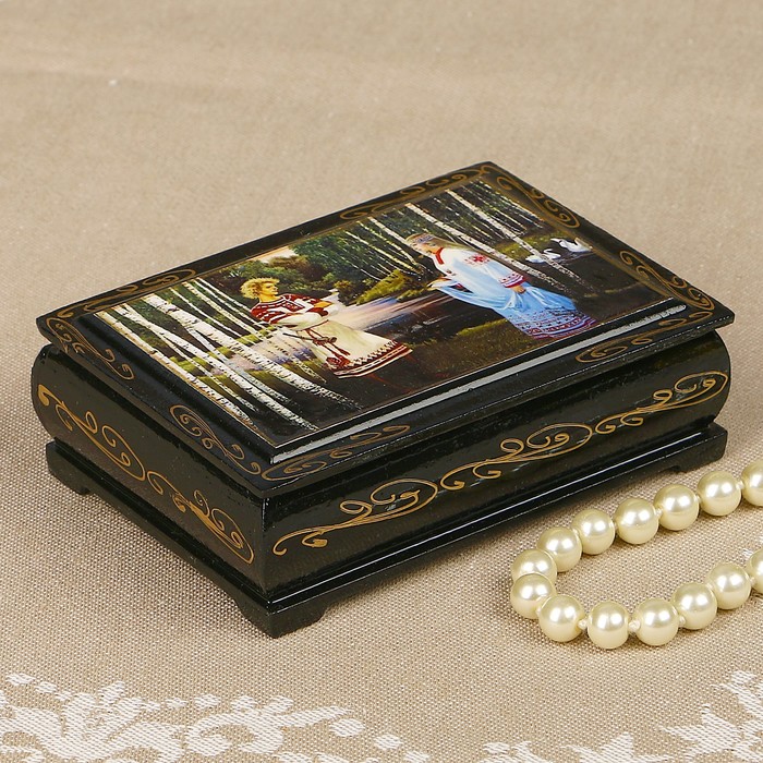 Шкатулка «Иван да Марья», 8×10 см, лаковая миниатюра