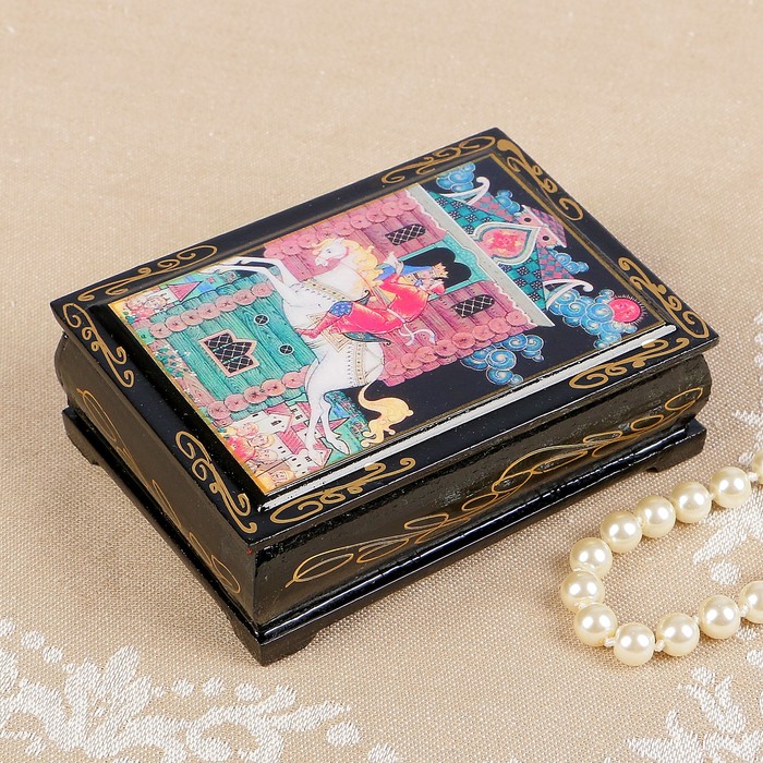 Шкатулка «Сказка», лаковая миниатюра, 8х10 см